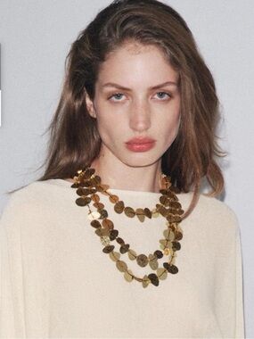 NWT Zara Woman Accessories Bloggers Fav METAL PLATE WATERFALL NECKLACE